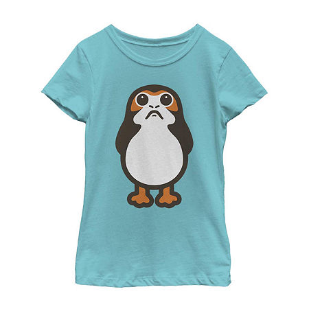 Girls Crew Neck Short Sleeve Regular Fit Star Wars Graphic T-Shirt, X-small, Blue