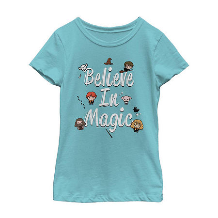 Little & Big Girls Crew Neck Short Sleeve Harry Potter Graphic T-Shirt, X-large, Blue