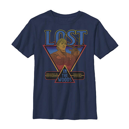 Little & Big Boys Crew Neck Short Sleeve Frozen Graphic T-Shirt, Small, Blue