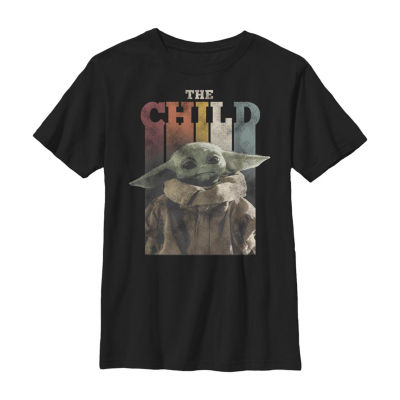 Mandalorian Little & Big Kid Boys Crew Neck Short Sleeve Slim Fit Star Wars Graphic T-Shirt