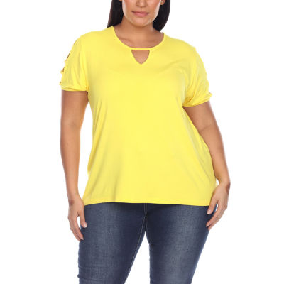 White Mark Plus Womens Keyhole Neck Short Sleeve Tunic Top JCPenney