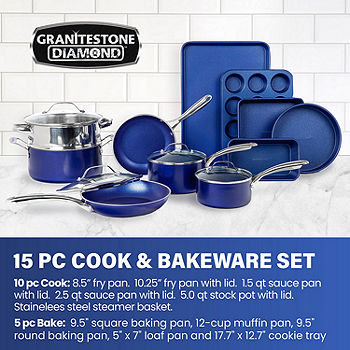 Granitestone Diamond Blue Non-Stick Aluminum 10-Piece Cookware Set