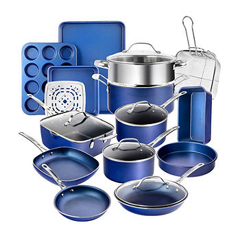 Granitestone 10 Pc Blue Stainless Steel Nonstic k Cookware Set 