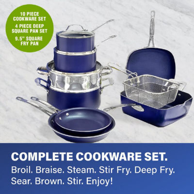 Granitestone Blue 20-pc. Nonstick Cookware and Bakeware Set