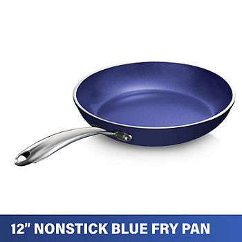 Choice 12 Aluminum Non-Stick Fry Pan with Blue Silicone Handle
