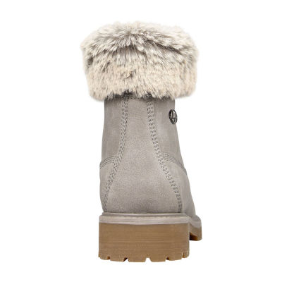 Lugz Womens Convoy Fur Block Heel Lace Up Boots