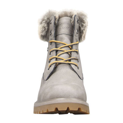 Lugz Womens Convoy Fur Block Heel Lace Up Boots