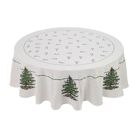 Spode Christmas Tree Round Tablecloth, One Size, Beige