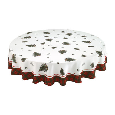 Spode Christmas Tree Tartan Round Tablecloth