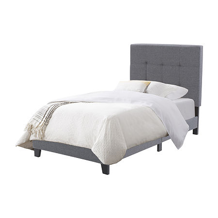 Ellery Fabric Tufted Bed, One Size, Gray