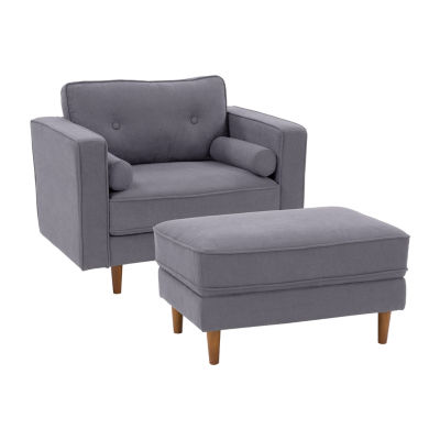 Mulberry Tufted Chair + Ottoman Set, Color Grey JCPenney