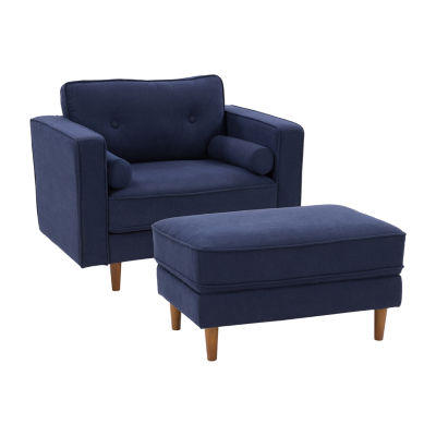 Mulberry Tufted Chair & Ottoman Set