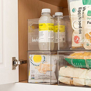Plastic Storage Bins with Handles for Home Kitchen Cabinet Pantry