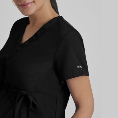 Grey's Anatomy™ by Barco Classic Grt094 Lilah 2-Pocket Mock Wrap Womens Maternity Short Sleeve Moisture Wicking Scrub Tops