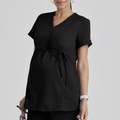 Greys Anatomy Classic Lilah 2-Pocket Womens Maternity Moisture Wicking Short Sleeve Scrub Top