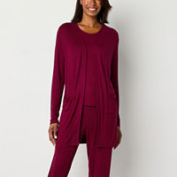 Liz Claiborne Cardigan Womens Long Sleeve Pajama Top, Medium, Red