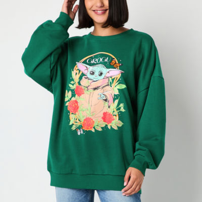 Juniors The Child Baby Yoda Crew Sweatshirt Womens Neck Long Sleeve