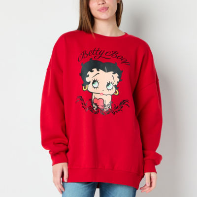 Juniors Betty Boop Crew Sweatshirt Womens Neck Long Sleeve