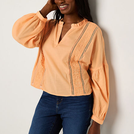 a.n.a Womens Long Sleeve Lace Blouse, X-large, Pink