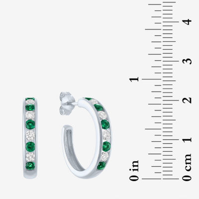 Gemstone Sterling Silver 20mm Hoop Earrings