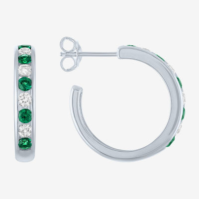 Gemstone Sterling Silver 20mm Hoop Earrings