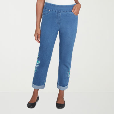 Embroidered Alfred Dunner Denim Pants Alfred Dunner Fringe Ankle