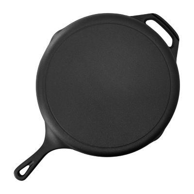 Megachef Pre-Seasoned Cast Iron 12" Skillet with Glass Lid