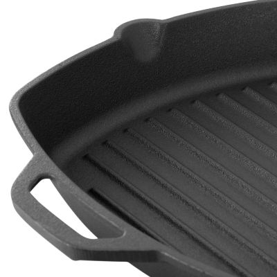 Megachef Pre-Seasoned Cast Iron 10.4" Griddle with Glass Lid