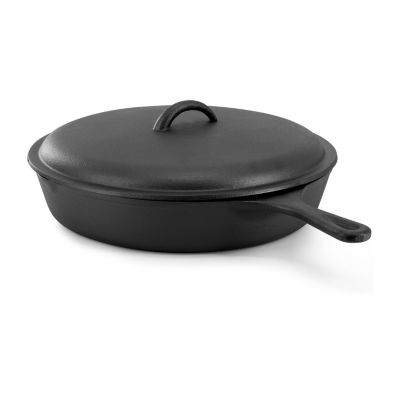 Megachef Pre-Seasoned Cast Iron 12" Skillet with Lid