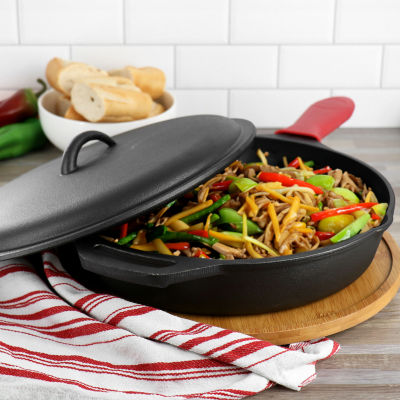 Megachef Pre-Seasoned Cast Iron 12" Skillet with Lid