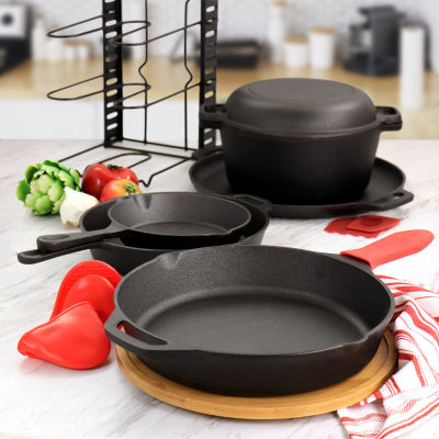 Megachef Pre-Seasoned Cast Iron 12-pc. Cookware Set