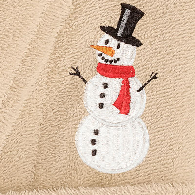 Linum Home Textiles Embroidered Snowman Terry Bathrobe Unisex Adult Terry Cloth Long Sleeve Long Length Robe