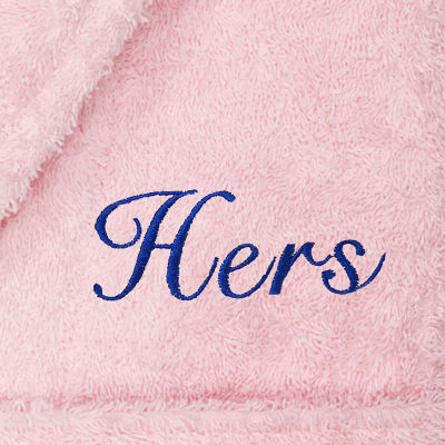 Linum Home Textiles Embroidered His Terry Bathrobe Unisex Adult Terry Cloth Long Sleeve Long Length Robe