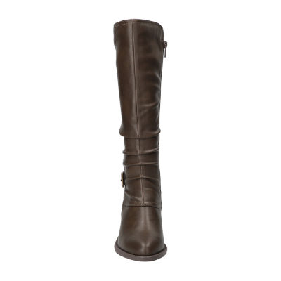 Easy Street Womens Tenille Plus Wide Calf Stacked Heel Riding Boots