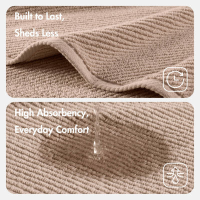 Madison Park Diagonal Ribbed 500gsm Cotton Zero Twist Quick Dry Bath Towel Set