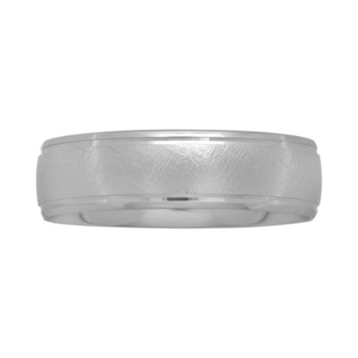 Mens 6mm 10K White Gold Wedding Band