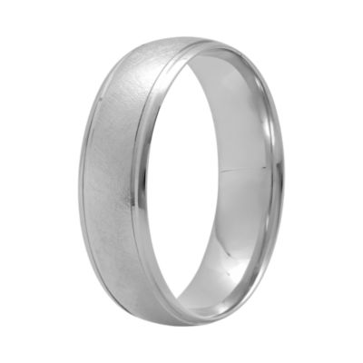 Mens 6mm 10K White Gold Wedding Band