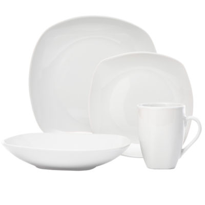 Tabletops Unlimited® Quinto White Porcelain Square 16-pc. Dinnerware Set