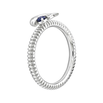 Lab-Created Sapphire and Diamond-Accent Sterling Silver Stackable Dolphin Ring