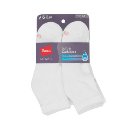 Hanes Ultra Core 6 Pair Quarter Socks Womens