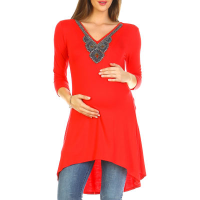 White Mark 'Calla' Embellished Tunic- Maternity