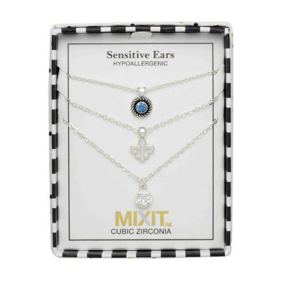 Mixit Womens Cubic Zirconia Hypoallergenic 3-pc. Necklace Set