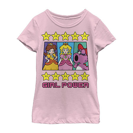 Little & Big Girls Crew Neck Short Sleeve Super Mario Graphic T-Shirt, X-large, Red