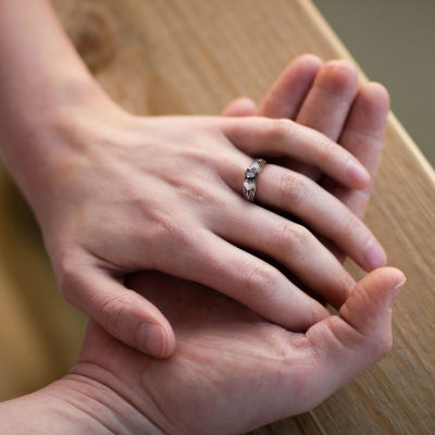 Midnight Black Womens 1 CT. T.W. Natural Black Diamond Sterling Silver Oval Engagement Ring