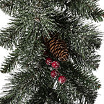 Glitzhome Glittered Pine Cone Pre-Lit Indoor Christmas Garland