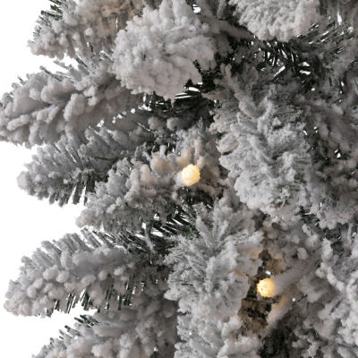 Glitzhome 9' Snow Flocked Pre-Lit Indoor Christmas Garland