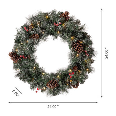 Glitzhome 2-Pack Pre-Lit Indoor Christmas Garland & Wreath Set
