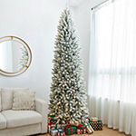 Glitzhome 9 Foot Pine Pre-Lit Flocked Christmas Tree