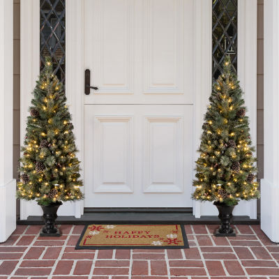 Glitzhome 5 Foot Pre-Lit Pine Christmas Tree