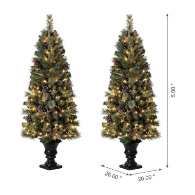 Glitzhome 5 Foot Pre-Lit Pine Christmas Tree